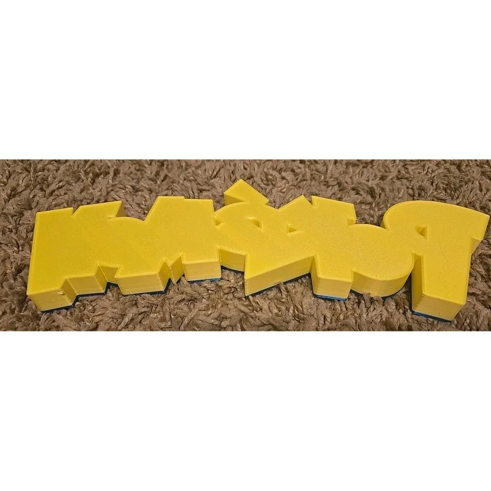 Pokemon 3D Printed Text Logo Sign Display Plaque - Yellow & Blue